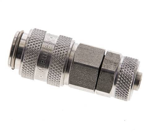 Stainless steel DN 5 Air Coupling Socket 6x8 mm Union Nut Double Shut-Off