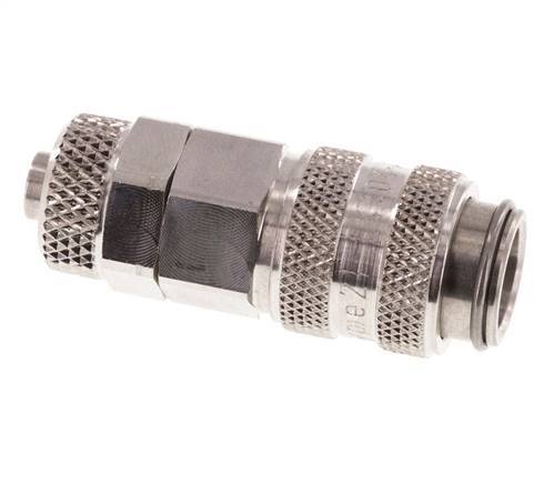 Stainless Steel 316L DN 5 Air Coupling Socket 6x8 mm Union Nut Double Shut-Off