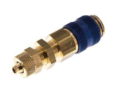 Messing DN 5 Blau Luftkupplung Muffe 4x6 mm Überwurfmutter Bulkhead Doppelabsperrung