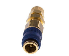 Messing DN 5 Blau Luftkupplung Muffe 4x6 mm Überwurfmutter Bulkhead Doppelabsperrung