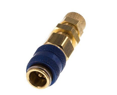 Messing DN 5 Blau Luftkupplung Muffe 4x6 mm Überwurfmutter Bulkhead Doppelabsperrung