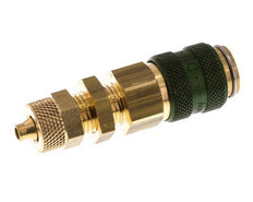 Messing DN 5 Grün Luftkupplung Muffe 4x6 mm Überwurfmutter Bulkhead Doppelabsperrung