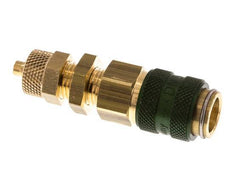 Messing DN 5 Grün Luftkupplung Muffe 4x6 mm Überwurfmutter Bulkhead Doppelabsperrung