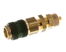 Messing DN 5 Grün Luftkupplung Muffe 4x6 mm Überwurfmutter Bulkhead Doppelabsperrung