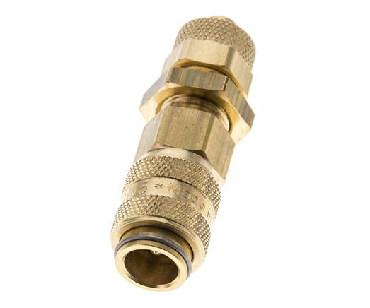 Messing DN 5 Luftkupplung Muffe 6x8 mm Überwurfmutter Bulkhead Pull-Off Double Shut-Off