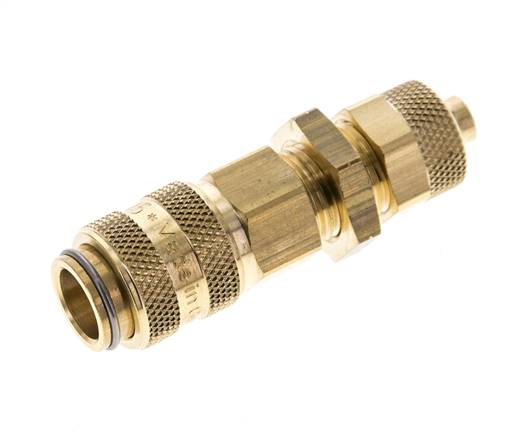 Messing DN 5 Luftkupplung Muffe 6x8 mm Überwurfmutter Bulkhead Pull-Off Double Shut-Off