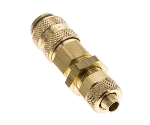Messing DN 5 Luftkupplung Muffe 6x8 mm Überwurfmutter Bulkhead Pull-Off Double Shut-Off