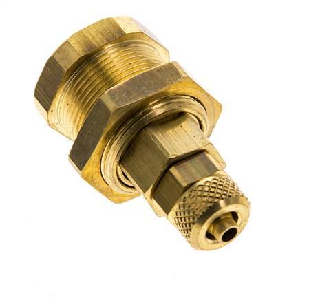 Messing DN 5 Luftkupplung Muffe 4x6 mm Überwurfmutter Bulkhead Pull-Off Double Shut-Off