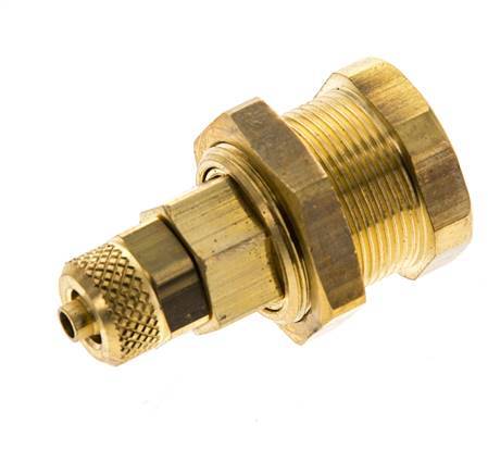 Messing DN 5 Luftkupplung Muffe 4x6 mm Überwurfmutter Bulkhead Pull-Off Double Shut-Off