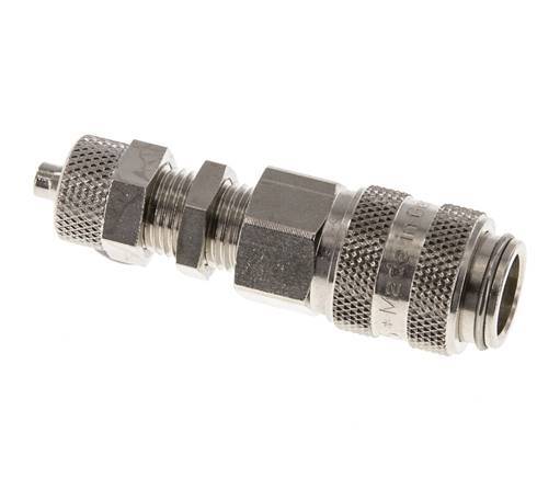 Messing vernickelt DN 5 Luftkupplungsmuffe 4x6 mm Überwurfmutter Bulkhead