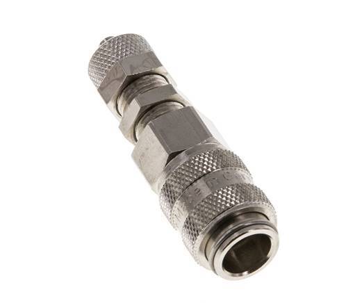 Messing vernickelt DN 5 Luftkupplungsmuffe 4x6 mm Überwurfmutter Bulkhead