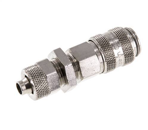 Messing vernickelt DN 5 Luftkupplungsmuffe 6x8 mm Überwurfmutter Bulkhead