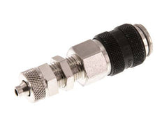 Messing vernickelt DN 5 Schwarz Luftkupplungsmuffe 4x6 mm Überwurfmutter Bulkhead