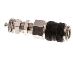 Messing vernickelt DN 5 Schwarz Luftkupplungsmuffe 4x6 mm Überwurfmutter Bulkhead