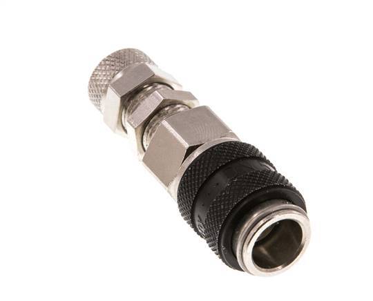 Messing vernickelt DN 5 Schwarz Luftkupplungsmuffe 4x6 mm Überwurfmutter Bulkhead