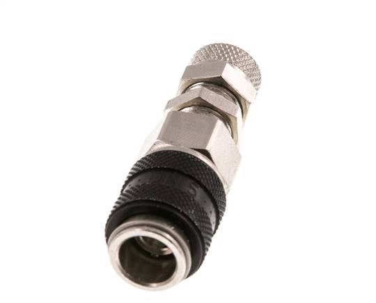 Messing vernickelt DN 5 Schwarz Luftkupplungsmuffe 4x6 mm Überwurfmutter Bulkhead