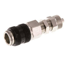 Messing vernickelt DN 5 Schwarz Luftkupplungsmuffe 4x6 mm Überwurfmutter Bulkhead
