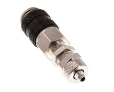 Messing vernickelt DN 5 Schwarz Luftkupplungsmuffe 4x6 mm Überwurfmutter Bulkhead