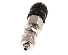 Messing vernickelt DN 5 Schwarz Luftkupplungsmuffe 4x6 mm Überwurfmutter Bulkhead