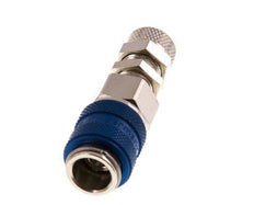 Messing vernickelt DN 5 Blau Luftkupplungsmuffe 4x6 mm Überwurfmutter Bulkhead