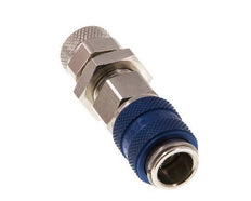 Messing vernickelt DN 5 Blau Luftkupplungsmuffe 6x8 mm Überwurfmutter Bulkhead