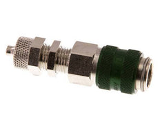 Nickel-plated Brass DN 5 Green Air Coupling Socket 4x6 mm Union Nut Bulkhead