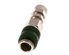 Messing vernickelt DN 5 Grün Luftkupplung Muffe 4x6 mm Überwurfmutter Bulkhead