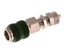 Messing vernickelt DN 5 Grün Luftkupplung Muffe 4x6 mm Überwurfmutter Bulkhead