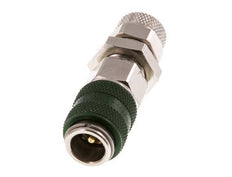 Messing vernickelt DN 5 Grün Luftkupplung Muffe 6x8 mm Überwurfmutter Bulkhead Doppelabsperrung