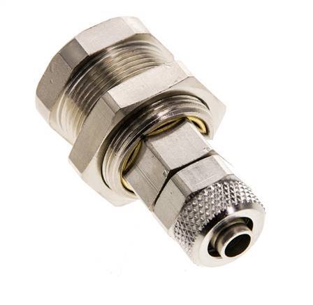 Messing vernickelt DN 5 Luftkupplungsmuffe 6x8 mm Überwurfmutter Bulkhead Pull-Off