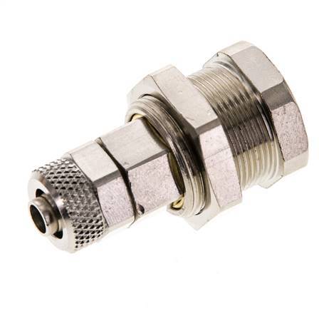 Nickel-plated Brass DN 5 Air Coupling Socket 6x8 mm Union Nut Bulkhead Pull-Off