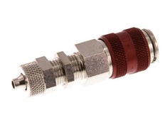 Messing vernickelt DN 5 Rot Luftkupplungsmuffe 4x6 mm Überwurfmutter Bulkhead