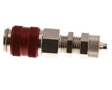 Messing vernickelt DN 5 Rot Luftkupplungsmuffe 4x6 mm Überwurfmutter Bulkhead