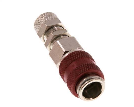 Messing vernickelt DN 5 Rot Luftkupplungsmuffe 4x6 mm Überwurfmutter Bulkhead