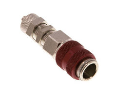 Messing vernickelt DN 5 Rot Luftkupplungsmuffe 4x6 mm Überwurfmutter Bulkhead