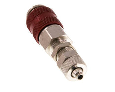 Messing vernickelt DN 5 Rot Luftkupplungsmuffe 4x6 mm Überwurfmutter Bulkhead