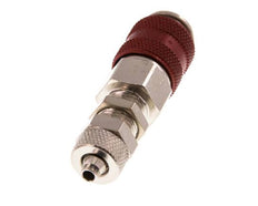Messing vernickelt DN 5 Rot Luftkupplungsmuffe 4x6 mm Überwurfmutter Bulkhead