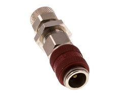 Messing vernickelt DN 5 Rot Luftkupplungsmuffe 6x8 mm Überwurfmutter Bulkhead Doppelabsperrung