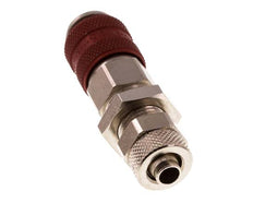 Messing vernickelt DN 5 Rot Luftkupplungsmuffe 6x8 mm Überwurfmutter Bulkhead Doppelabsperrung