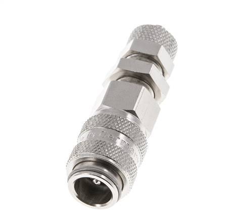 Nickel-plated Brass DN 5 Air Coupling Socket 4x6 mm Union Nut Bulkhead Double Shut-Off
