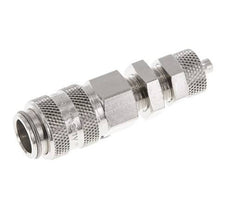 Messing vernickelt DN 5 Luftkupplung Muffe 4x6 mm Überwurfmutter Bulkhead Doppelabsperrung