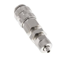 Messing vernickelt DN 5 Luftkupplung Muffe 4x6 mm Überwurfmutter Bulkhead Doppelabsperrung