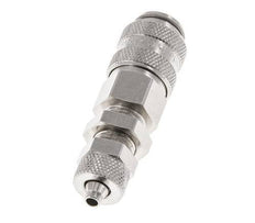 Messing vernickelt DN 5 Luftkupplung Muffe 4x6 mm Überwurfmutter Bulkhead Doppelabsperrung