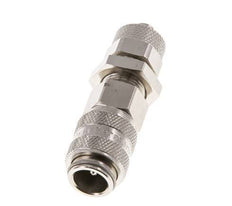 Messing vernickelt DN 5 Luftkupplungsmuffe 6x8 mm Überwurfmutter Bulkhead Doppelabsperrung