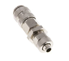 Messing vernickelt DN 5 Luftkupplungsmuffe 6x8 mm Überwurfmutter Bulkhead Doppelabsperrung