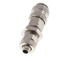 Messing vernickelt DN 5 Luftkupplungsmuffe 6x8 mm Überwurfmutter Bulkhead Doppelabsperrung