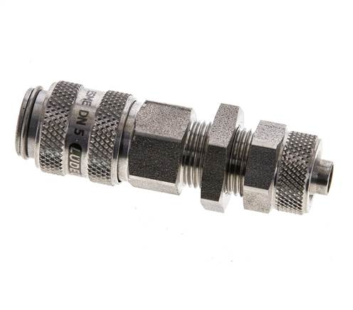 Edelstahl DN 5 Luftkupplung Muffe 6x8 mm Überwurfmutter Bulkhead