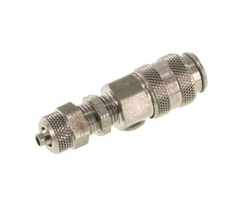 Edelstahl DN 5 Luftkupplung Muffe 4x6 mm Überwurfmutter Bulkhead Doppelabsperrung