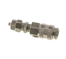 Edelstahl DN 5 Luftkupplung Muffe 4x6 mm Überwurfmutter Bulkhead Doppelabsperrung