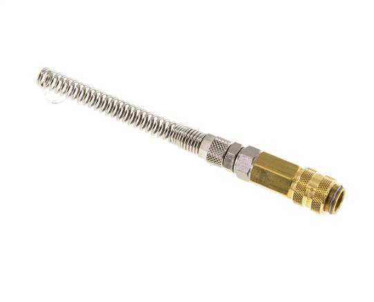 Messing DN 5 Luftkupplungsmuffe 4x6 mm Überwurfmutter Biegeschutz drehbar